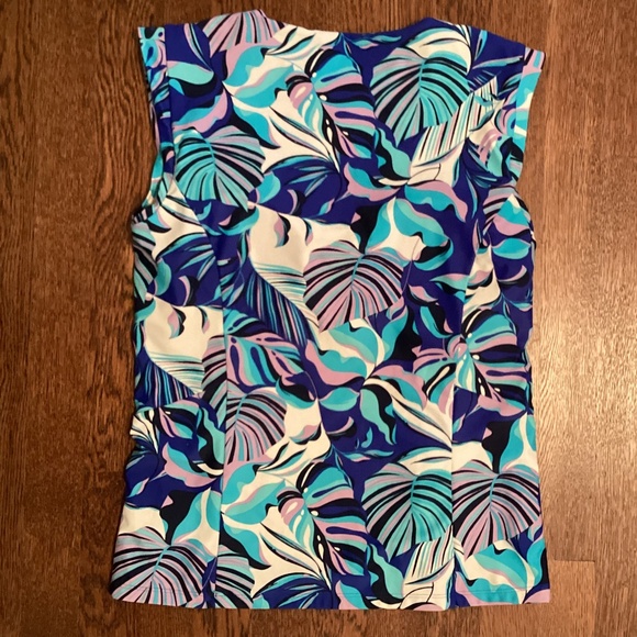 Coolibar Kaylana Tank Top UPF 50+ Blue Floral Swim Rashguard Aqua Helios Fabric - Picture 6 of 15